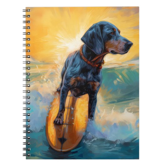 Bluetick Coonhound Beach Surfmalerei Notizblock (Vorderseite)
