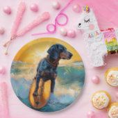 Bluetick Coonhound Beach Surfmalerei Pappteller (Party)