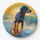 Bluetick Coonhound Beach Surfmalerei Pappteller (Vorderseite)