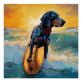 Bluetick Coonhound Beach Surfmalerei Poster (Vorderseite)