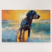 Bluetick Coonhound Beach Surfmalerei Puzzle (Horizontal)
