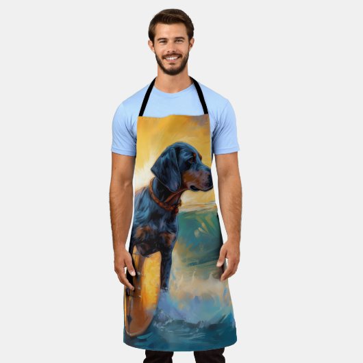 Bluetick Coonhound Beach Surfmalerei Schürze (Getragen)