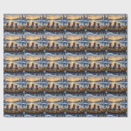 Bluetick Coonhound Christmas Boat Holiday Geschenkpapier (Flach)