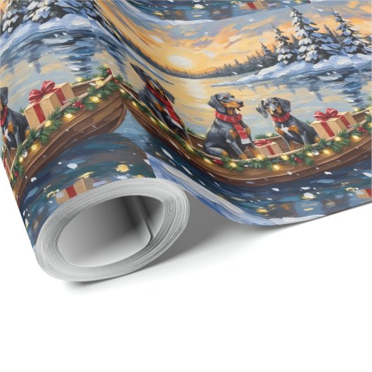 Bluetick Coonhound Christmas Boat Holiday Geschenkpapier (Rolleneckpunkt)