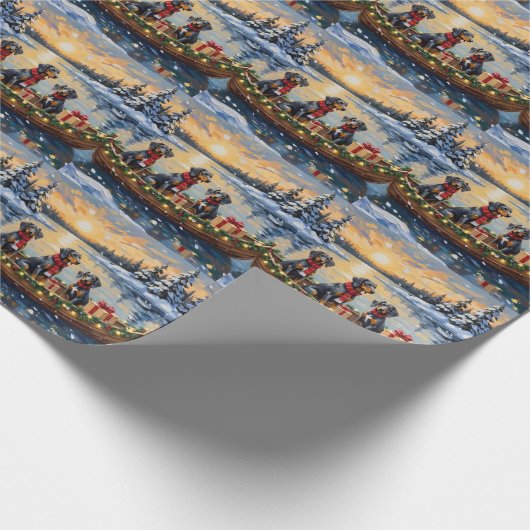 Bluetick Coonhound Christmas Boat Holiday Geschenkpapier (Ecke)