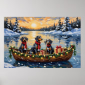 Bluetick Coonhound Christmas Boat Holiday Poster (Vorne)