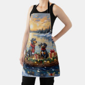 Bluetick Coonhound Christmas Boat Holiday Schürze (InSitu)