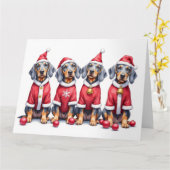 Bluetick Coonhound Christmas Dress Santa Hat Karte (Gelbe Blume)
