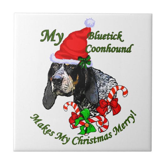 Bluetick Coonhound Christmas Fliese (Vorderseite)