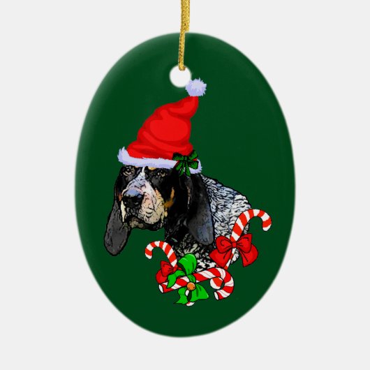 Bluetick Coonhound Christmas Keramik Ornament (Vorne)