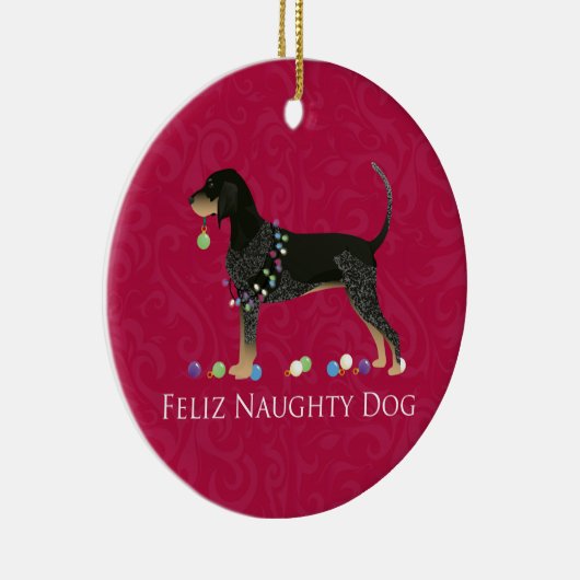 Bluetick Coonhound Christmas Keramikornament (Rechts)