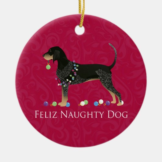 Bluetick Coonhound Christmas Keramikornament (Vorne)