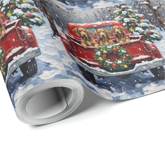 Bluetick Coonhound Christmas Red Truck Holiday Geschenkpapier (Rolleneckpunkt)