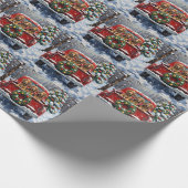 Bluetick Coonhound Christmas Red Truck Holiday Geschenkpapier (Ecke)