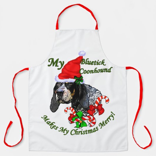 Bluetick Coonhound Christmas Schürze (Vorderseite)