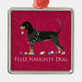 Bluetick Coonhound Christmas Silbernes Ornament (Vorne)