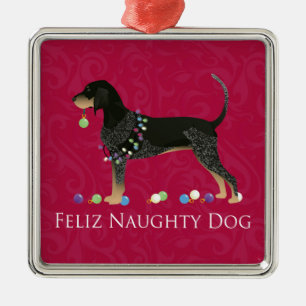 Bluetick Coonhound Christmas Silbernes Ornament