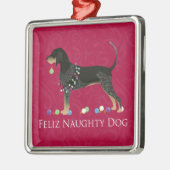 Bluetick Coonhound Christmas Silbernes Ornament (Links)