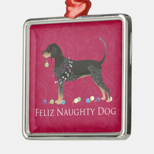 Bluetick Coonhound Christmas Silbernes Ornament (Links)