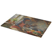 Bluetick Coonhound Cooking in Kitchen Schneidebrett (Ecke)