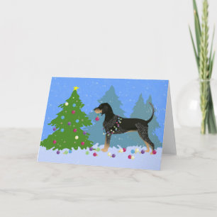 Bluetick Coonhound Dekorieren Weihnachtsbaum Feiertagskarte