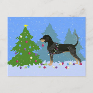Bluetick Coonhound Dekorieren Weihnachtsbaum Feiertagspostkarte