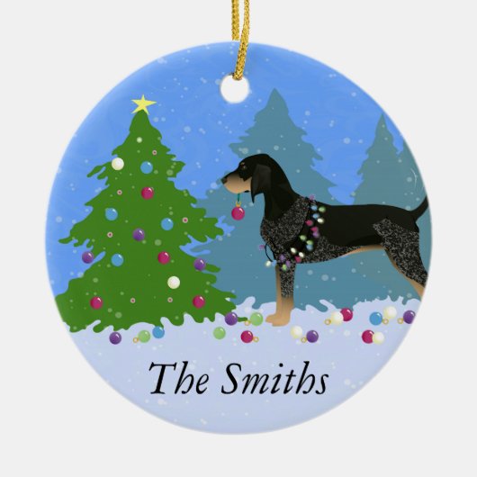 Bluetick Coonhound Dekorieren Weihnachtsbaum Keramik Ornament (Vorne)