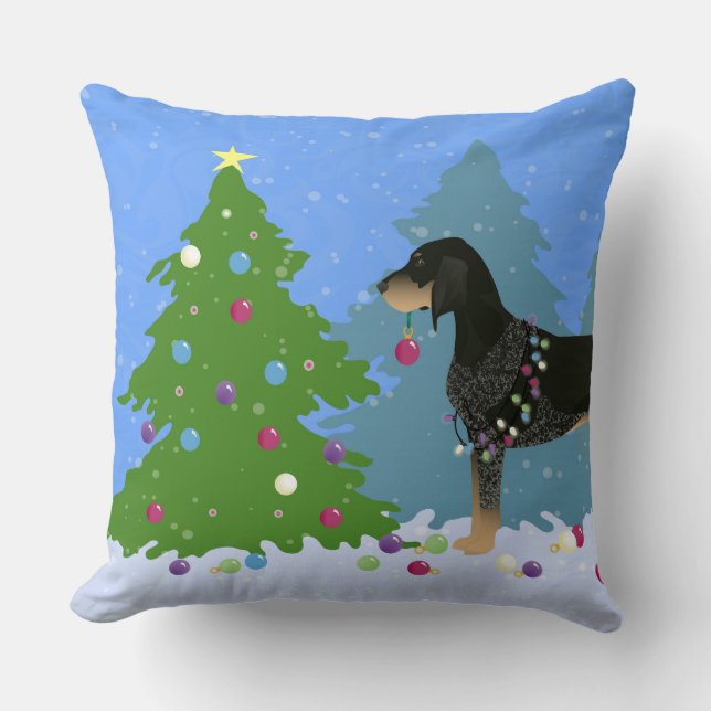 Bluetick Coonhound Dekorieren Weihnachtsbaum Kissen (Vorderseite)