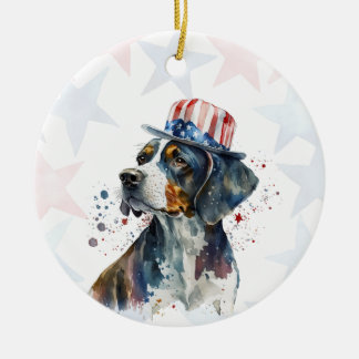 Bluetick coonhound Dog, 4th of july Personalized Keramik Ornament