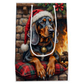 Bluetick Coonhound Dog Cozy Lodge Christmas Mittlere Geschenktüte (Rückseite)
