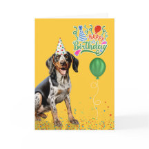 Bluetick Coonhound Dog Party Hat Yellow Birthday