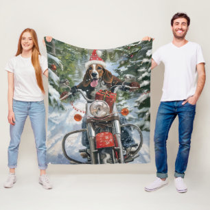 Bluetick Coonhound Dog Riding Motorrad Weihnachten Fleecedecke