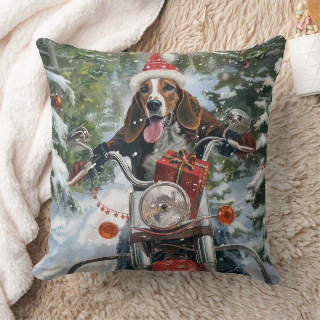 Bluetick Coonhound Dog Riding Motorrad Weihnachten Kissen (Decke)