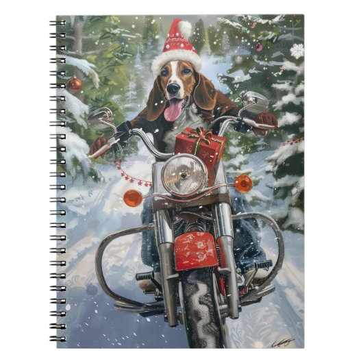 Bluetick Coonhound Dog Riding Motorrad Weihnachten Notizblock (Vorderseite)