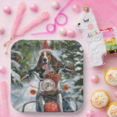 Bluetick Coonhound Dog Riding Motorrad Weihnachten Pappteller (Party)