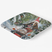 Bluetick Coonhound Dog Riding Motorrad Weihnachten Pappteller (Gewinkelt)