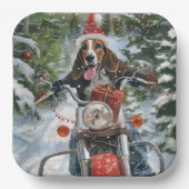 Bluetick Coonhound Dog Riding Motorrad Weihnachten Pappteller (Vorderseite)