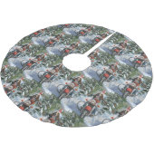 Bluetick Coonhound Dog Riding Motorrad Weihnachten Polyester Weihnachtsbaumdecke (Schrägansicht)