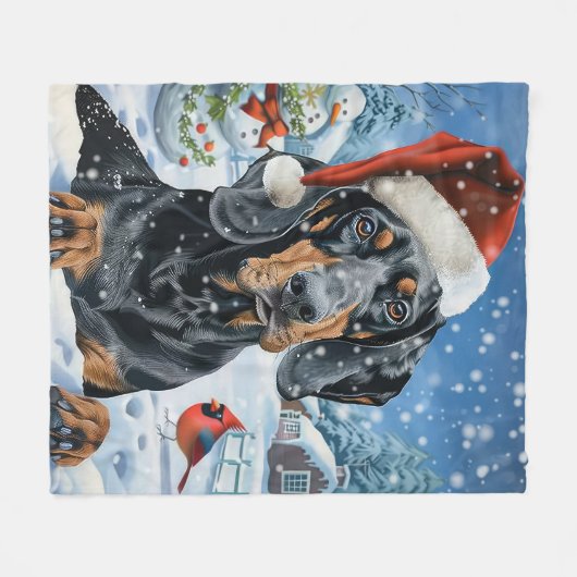 Bluetick Coonhound Dog Winter Wonderland Weihnacht Fleecedecke (Vorderseite (Horizontal))