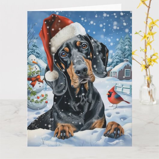 Bluetick Coonhound Dog Winter Wonderland Weihnacht Karte (Gelbe Blume)