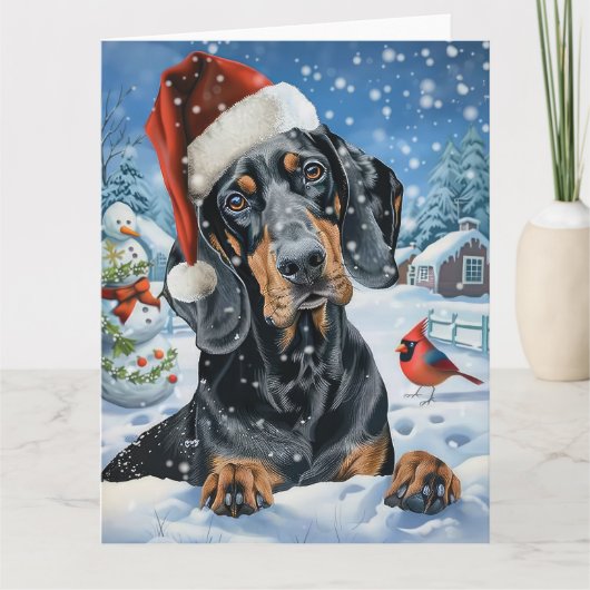 Bluetick Coonhound Dog Winter Wonderland Weihnacht Karte (Vorderseite)
