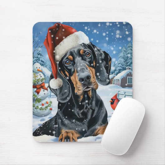 Bluetick Coonhound Dog Winter Wonderland Weihnacht Mousepad (Mit Mouse)