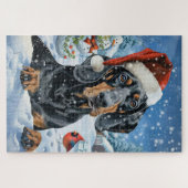 Bluetick Coonhound Dog Winter Wonderland Weihnacht Puzzle (Horizontal)