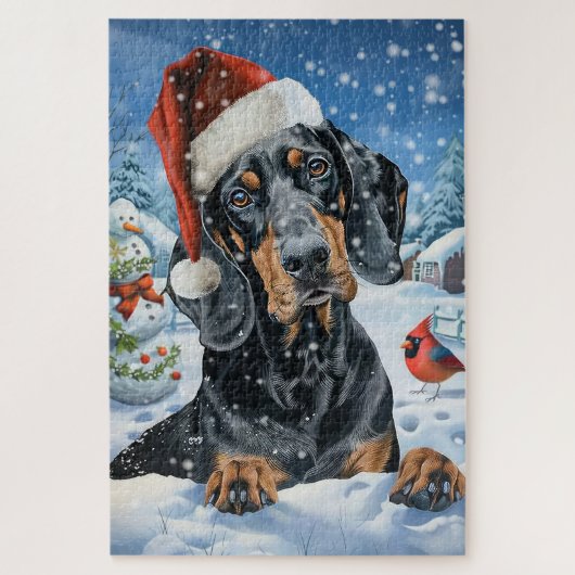 Bluetick Coonhound Dog Winter Wonderland Weihnacht Puzzle (Vertikal)