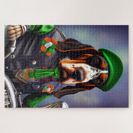 Bluetick Coonhound Fahrrad St. Patrick's Day Puzzle (Horizontal)