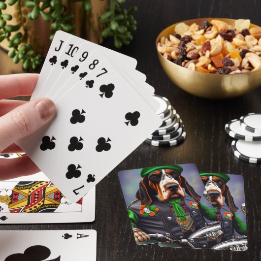 Bluetick Coonhound Fahrrad St. Patrick's Day Spielkarten (In Situ)