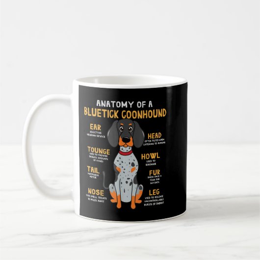 Bluetick Coonhound Funny Anatomy der Hunde Mama Va Kaffeetasse (Links)