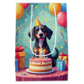 Bluetick Coonhound Geburtstagsfeier Mittlere Geschenktüte (Rückseite)