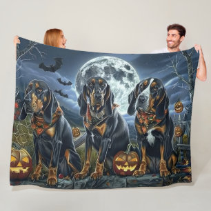 Bluetick Coonhound Halloween Spooky Fleecedecke
