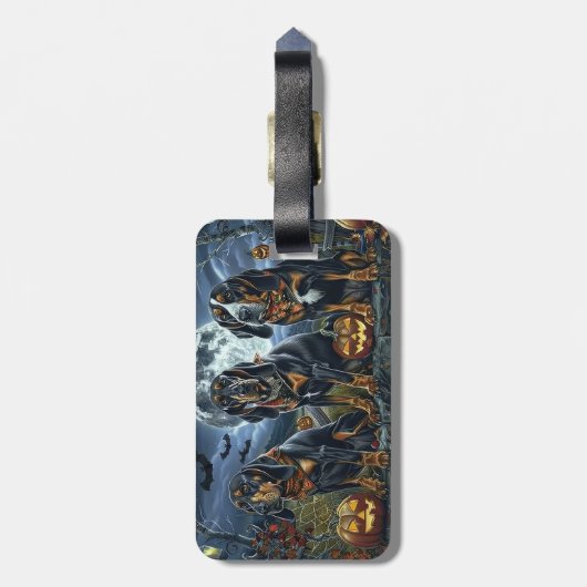 Bluetick Coonhound Halloween Spooky Gepäckanhänger (Rückseite vertikal)